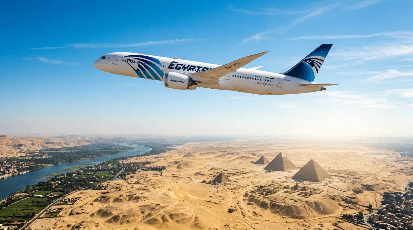 Airplane_soaring_over_Egypt_202607301411 Cheapest Time To Fly To Egypt From USA